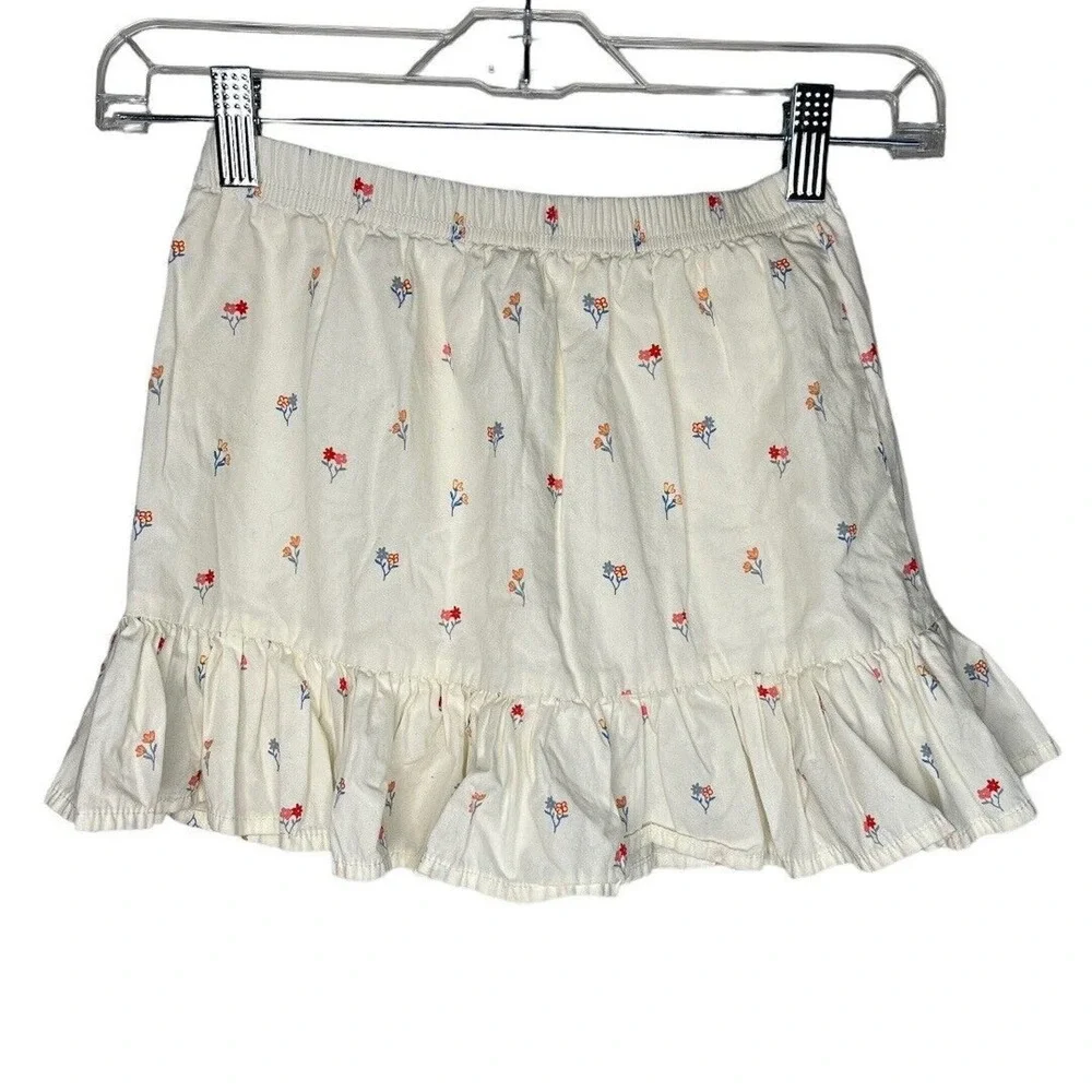 Gymboree Skirt Girls 5 6 White Pink Micro Floral Peasant Skirt Ruffle‎ Bohemian